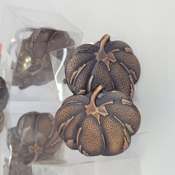 BETTER HOMES AND GARDENS NAPKIN RINGS BRONZE PLATED PUMPKIN 12 FALL HALLOWEEN - Picture 1 of 5